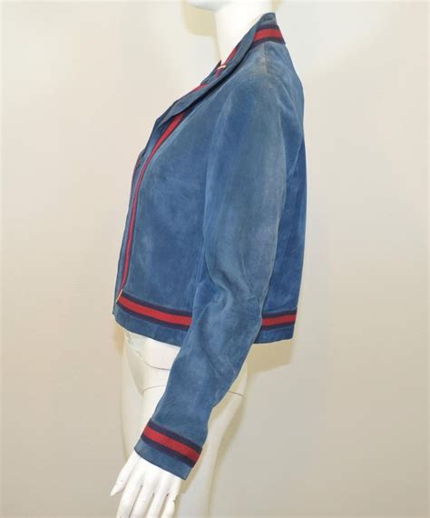 gucci blue jacket|Gucci suede jacket.